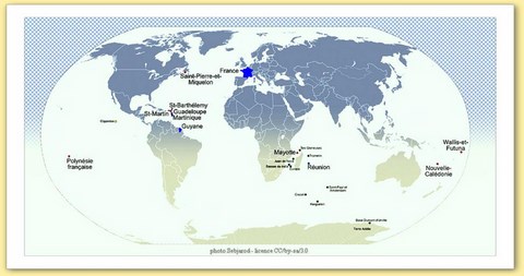 situation géographique de la France et des DOM TOM dans le monde