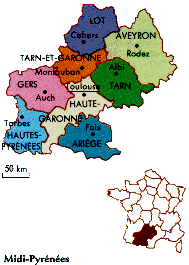 carte de Midi PyrYrenees